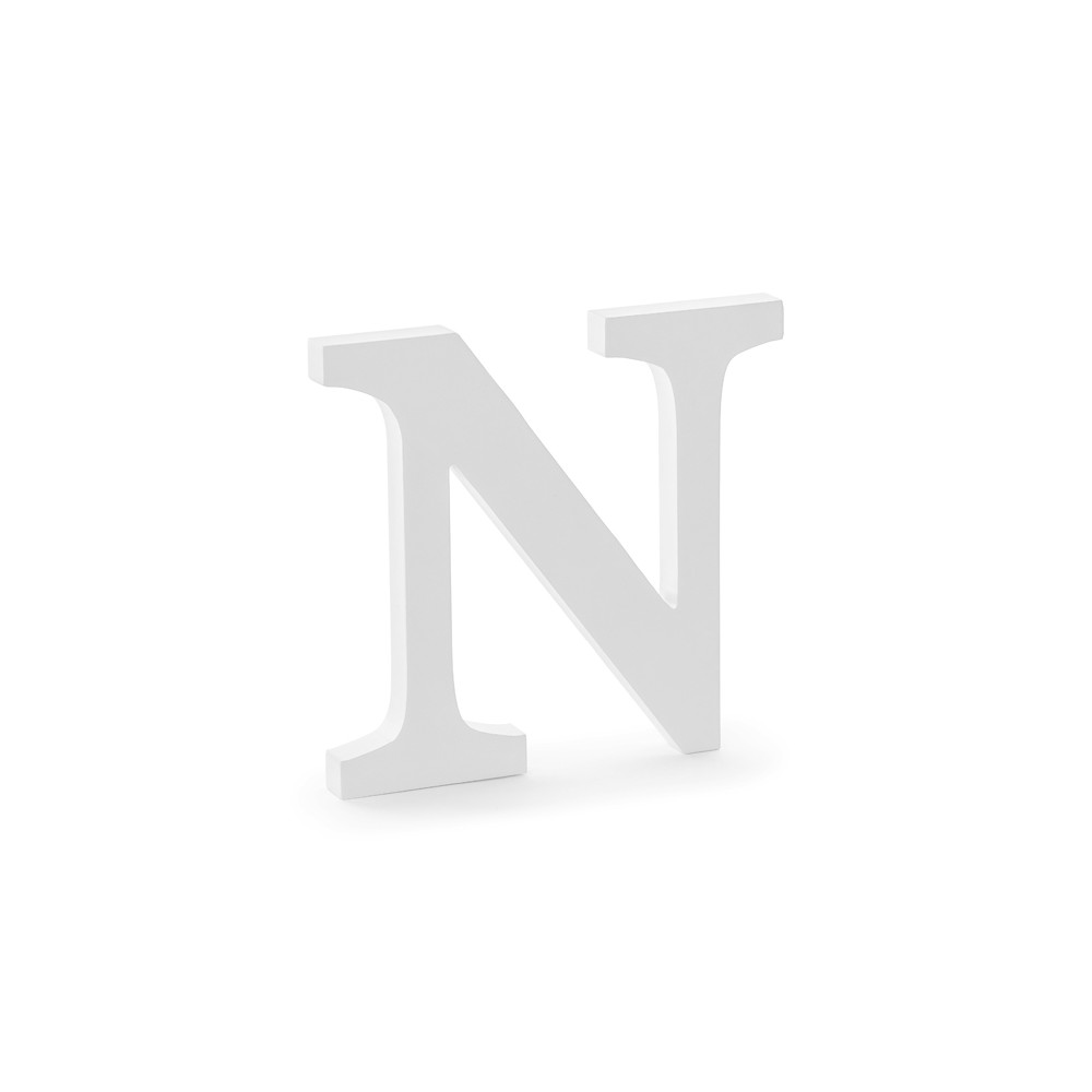 Lettre N en bois - blanche