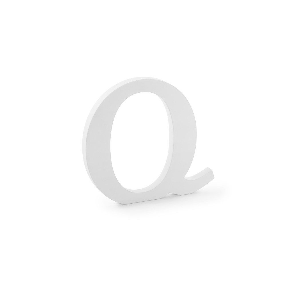Lettre Q en bois - blanche