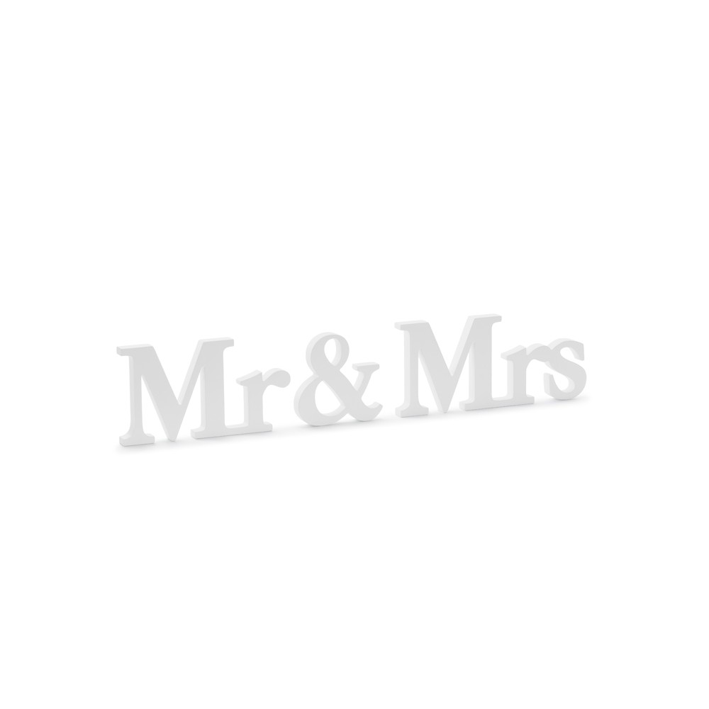Inscription en bois Mr & Mrs - blanc