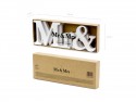 Inscription en bois Mr & Mrs - blanc
