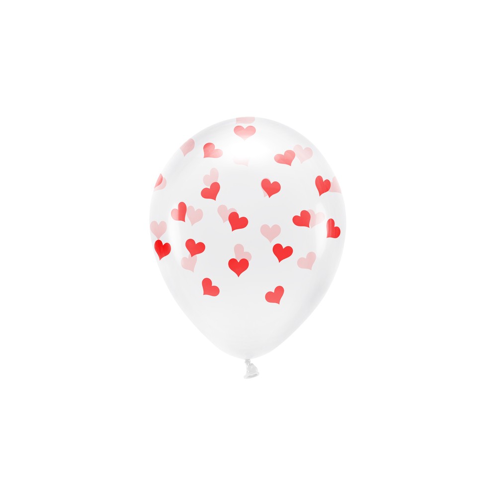 6 Ballons Eco 33 cm - coeurs - transparent