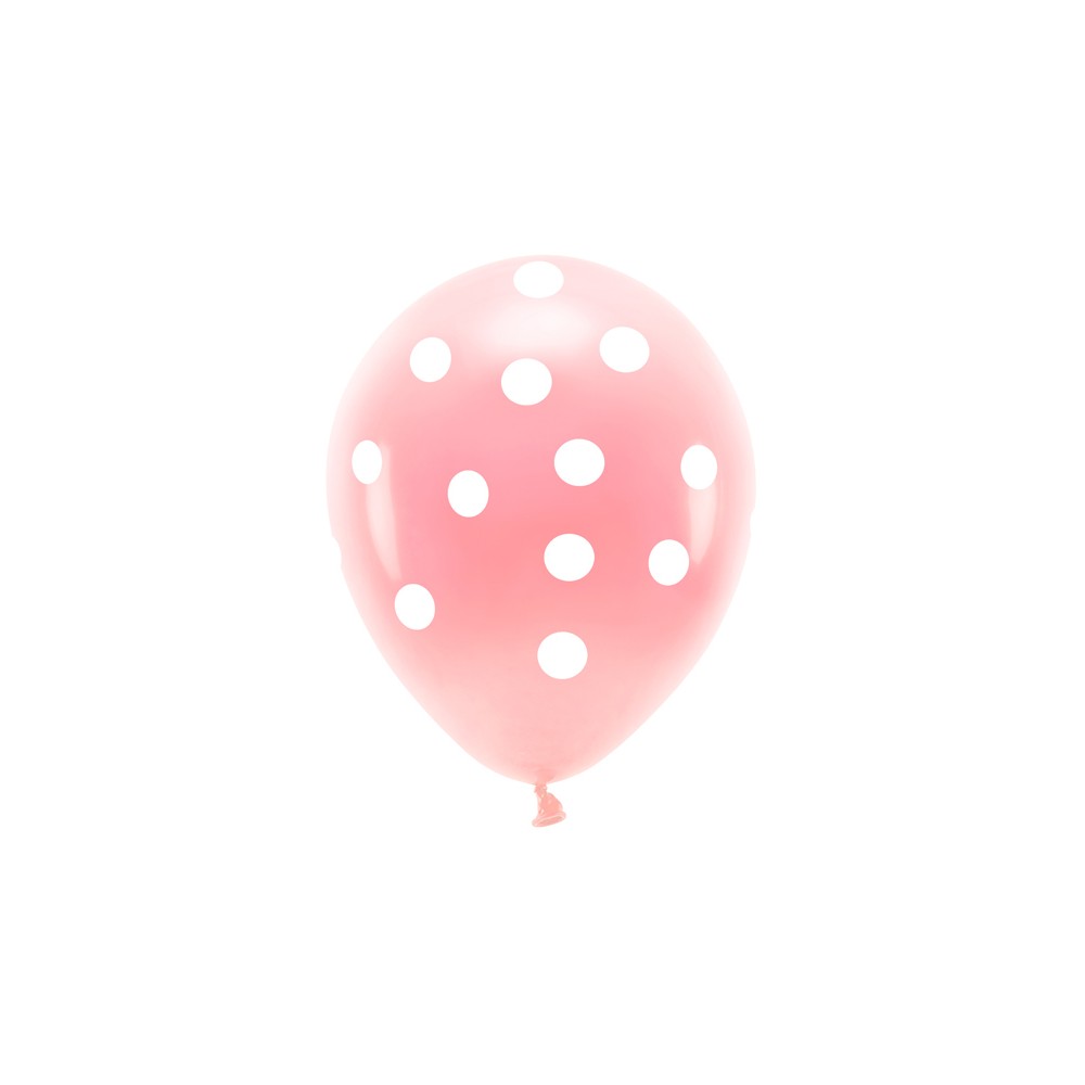 6 Ballons Eco 33 cm pastel - à pois - rose clair