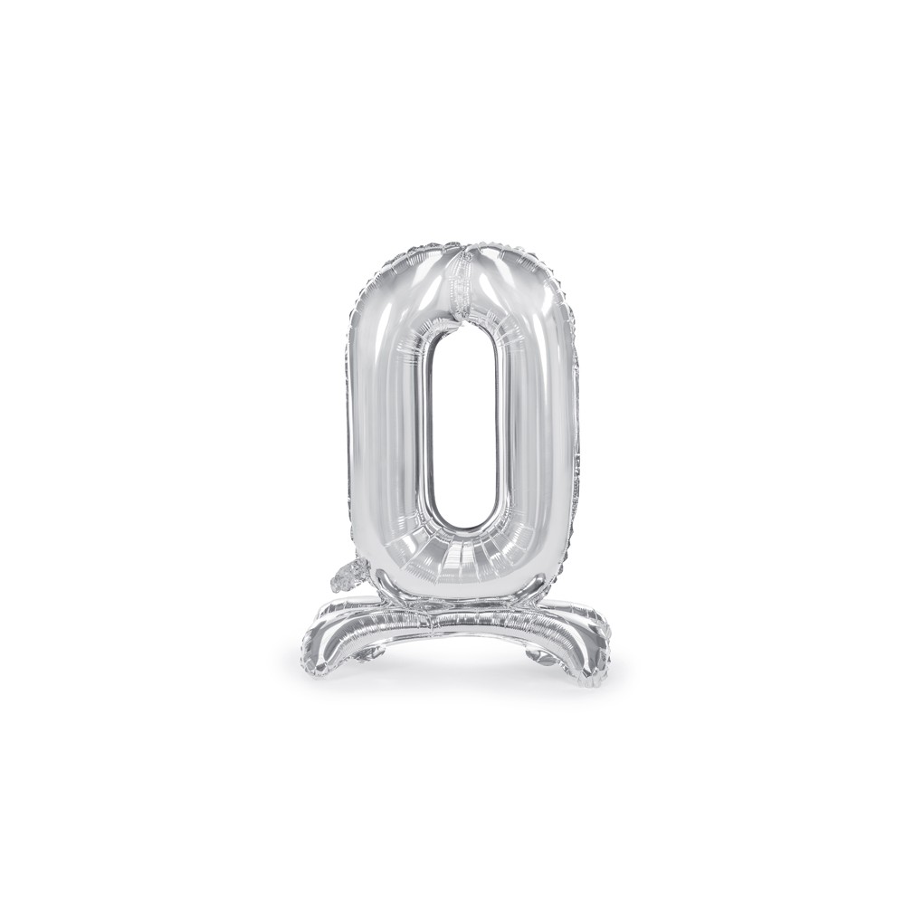 Ballon en mylar debout - Chiffre ''0'' - 70cm - argent