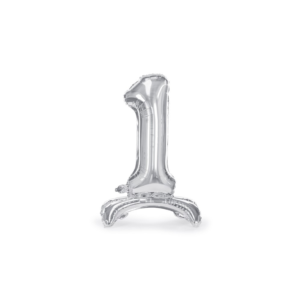 Ballon en mylar debout Chiffre 1 - 70cm - argent