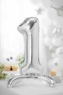 Ballon en mylar debout Chiffre 1 - 70cm - argent