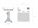Ballon en mylar debout Chiffre 1 - 70cm - argent