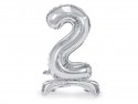 Ballon en mylar debout Chiffre 2 - 70cm - argent