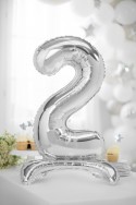 Ballon en mylar debout Chiffre 2 - 70cm - argent