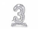 Ballon en mylar debout - Chiffre 3 - 70cm - argent