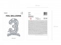 Ballon en mylar debout - Chiffre 3 - 70cm - argent