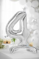 Ballon en mylar debout - Chiffre 4 - 70cm - argent
