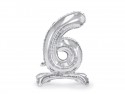Ballon en mylar debout Chiffre 6 - 70cm - argent