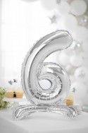 Ballon en mylar debout Chiffre 6 - 70cm - argent