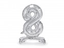 Ballon en mylar debout - Chiffre 8 - 70cm - argent