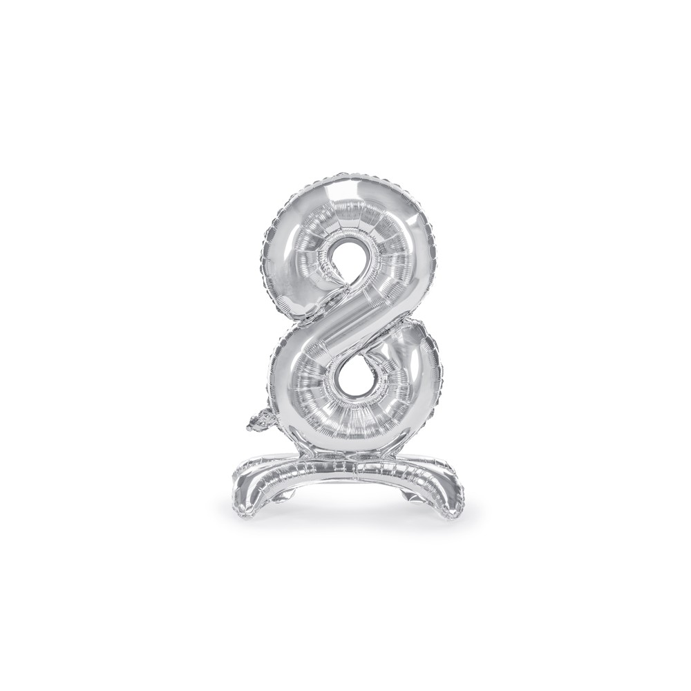 Ballon en mylar debout - Chiffre 8 - 70cm - argent