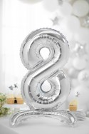 Ballon en mylar debout - Chiffre 8 - 70cm - argent