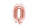 Ballon mylar Chiffre ''0'' - 35cm - or rose