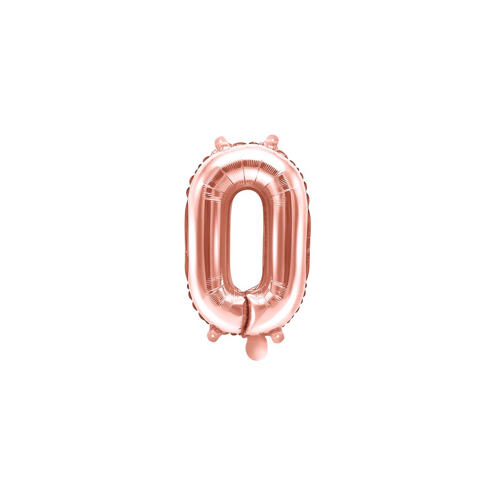 Ballon mylar Chiffre ''0'' - 35cm - or rose
