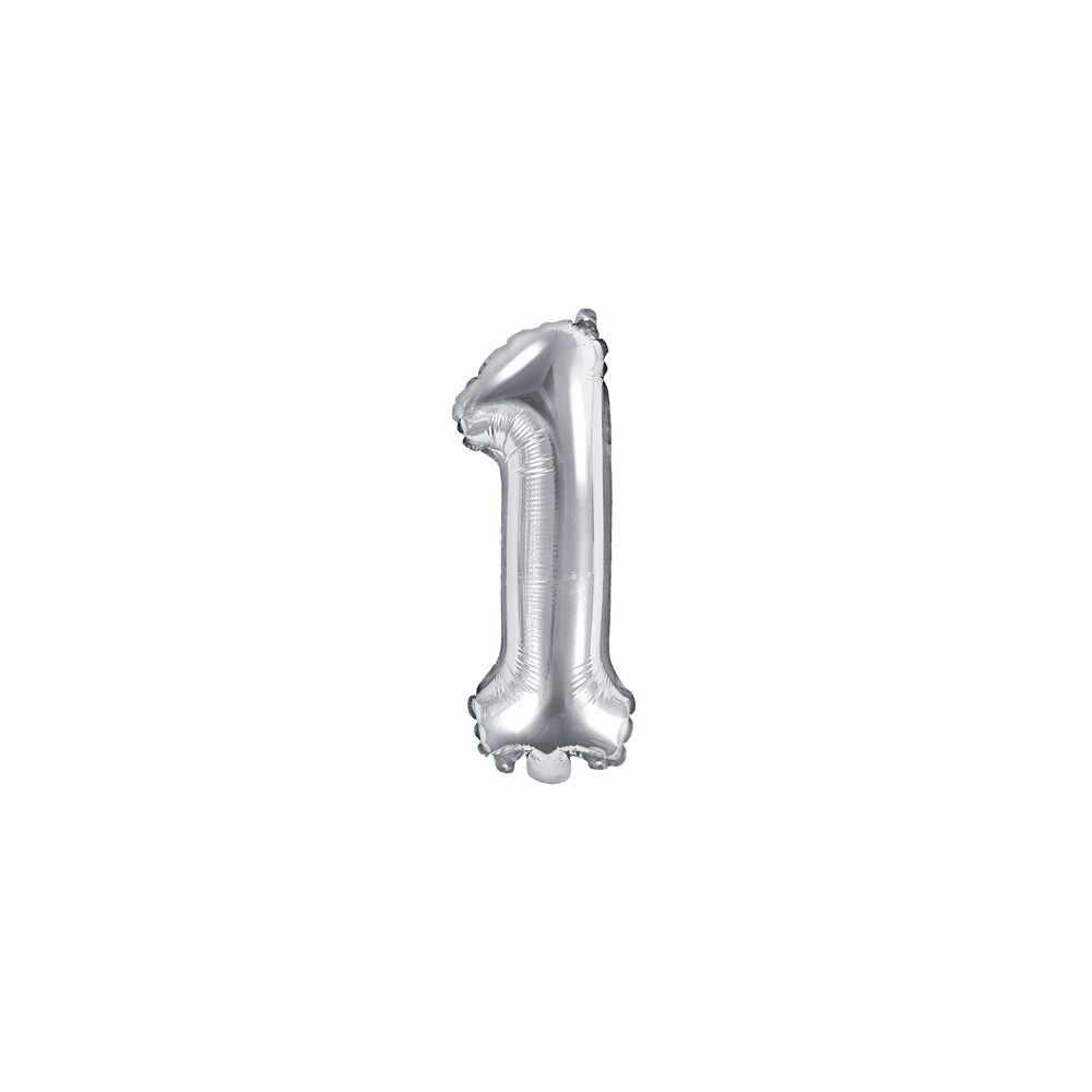 Ballon mylar Chiffre ''1'' - 35cm - argent