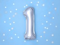 Ballon mylar Chiffre ''1'' - 35cm - argent