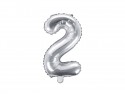 Ballon mylar Chiffre ''2'' - 35cm - argent
