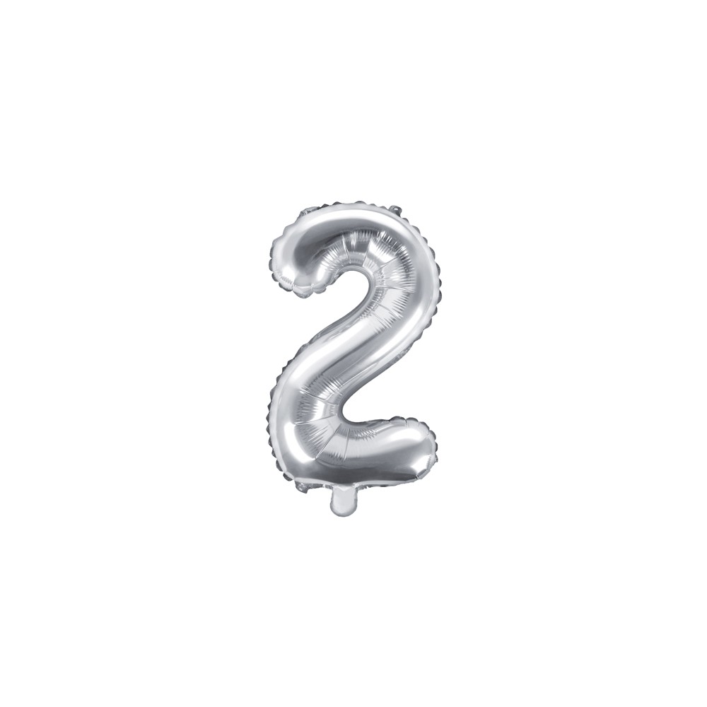 Ballon mylar Chiffre ''2'' - 35cm - argent