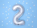 Ballon mylar Chiffre ''2'' - 35cm - argent