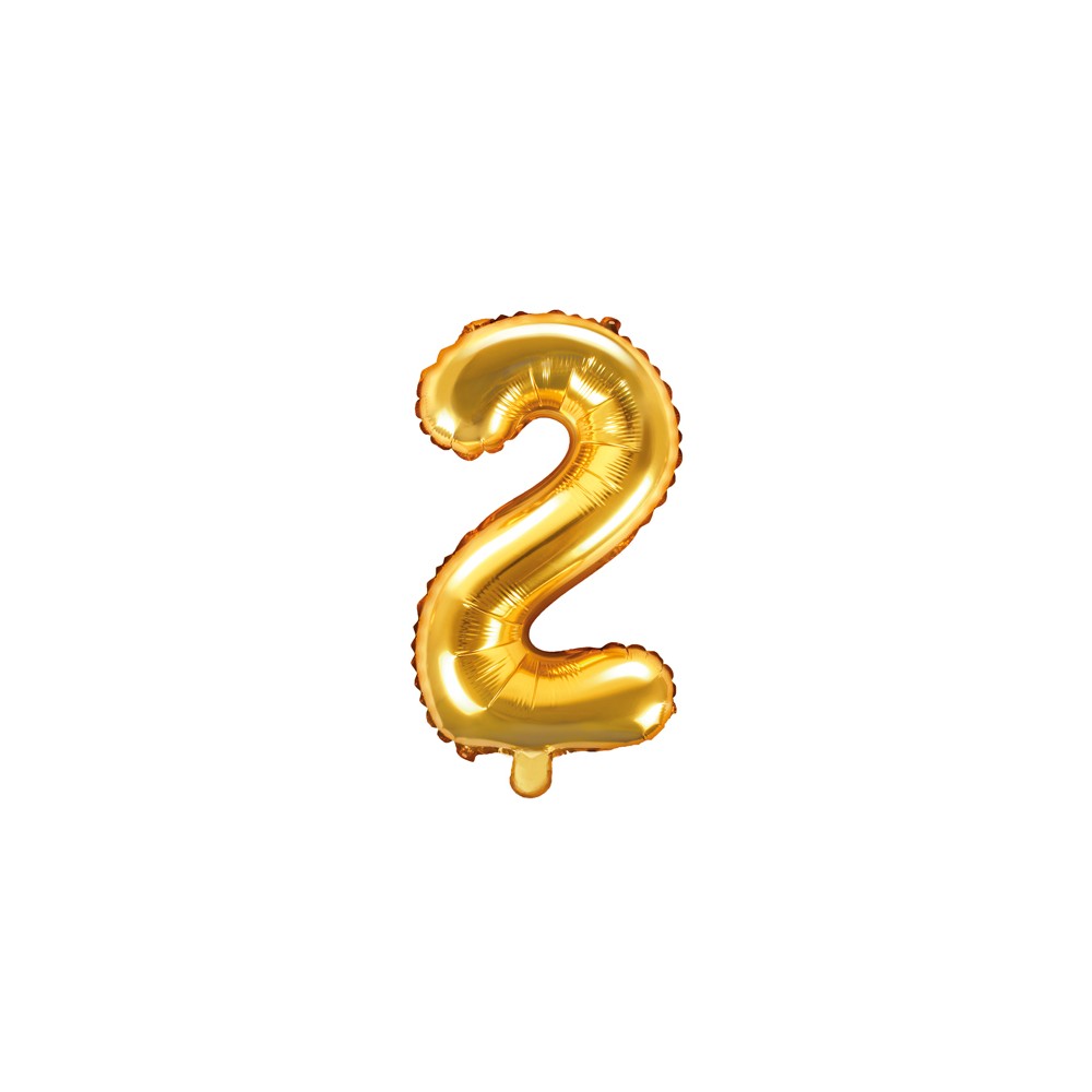 Ballon mylar Chiffre ''2'' - 35cm - or
