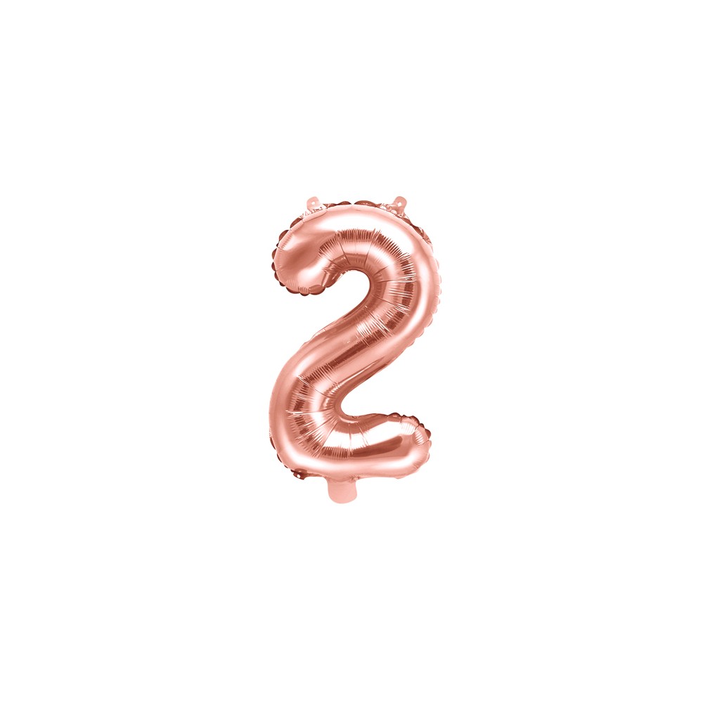 Ballon mylar Chiffre ''2'' - 35cm - or rose