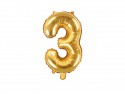 Ballon mylar Chiffre ''3'' - 35cm - or