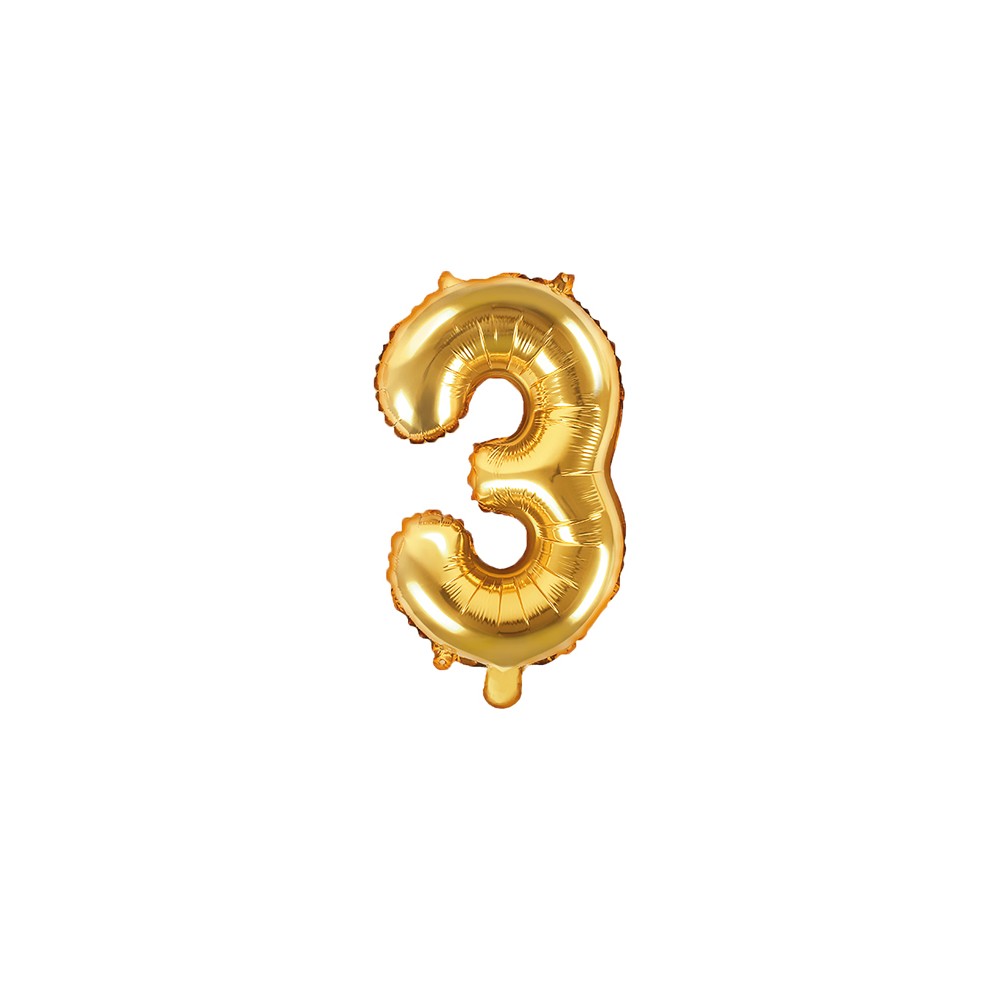 Ballon mylar Chiffre ''3'' - 35cm - or