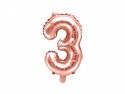 Ballon mylar Chiffre ''3'' - 35cm - or rose