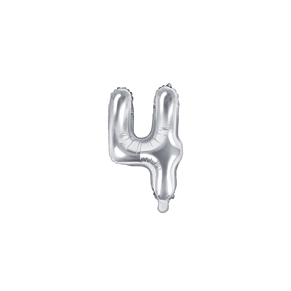 Ballon mylar Numeral ''4'' - 35cm - argent