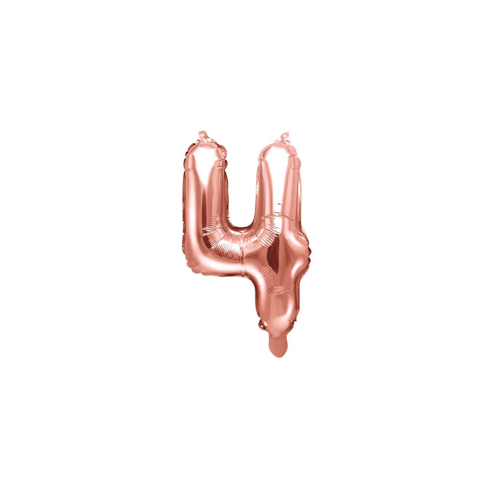 Ballon mylar Chiffre ''4'' - 35cm - or rose
