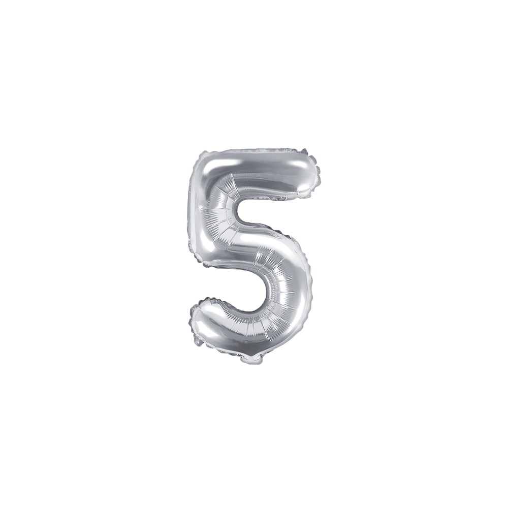 Ballon mylar Numeral ''5'' - 35cm - argent