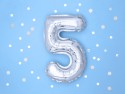 Ballon mylar Numeral ''5'' - 35cm - argent