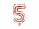Ballon mylar Chiffre ''5'' - 35cm - or rose