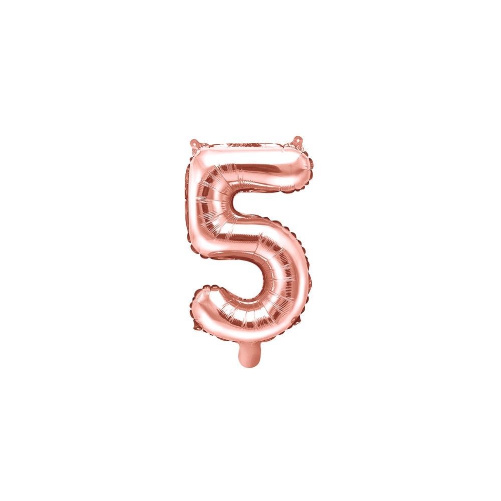 Ballon mylar Chiffre ''5'' - 35cm - or rose