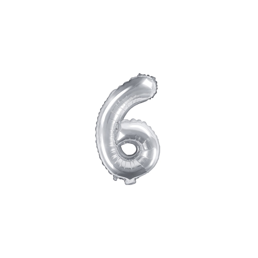 Ballon mylar Numeral ''6'' - 35cm - argent