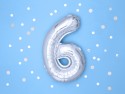 Ballon mylar Numeral ''6'' - 35cm - argent
