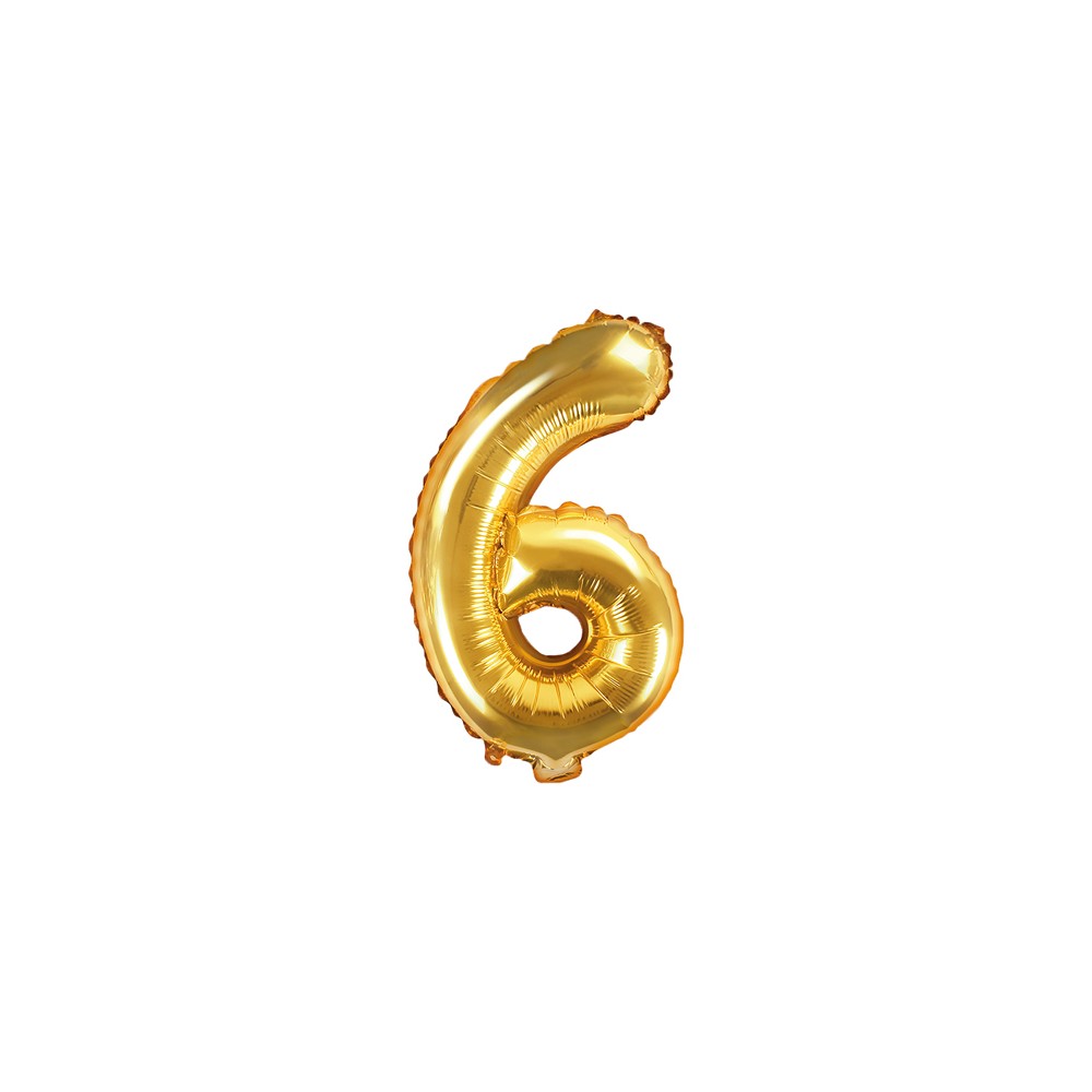 Ballon mylar Chiffre ''6'' - 35cm - or