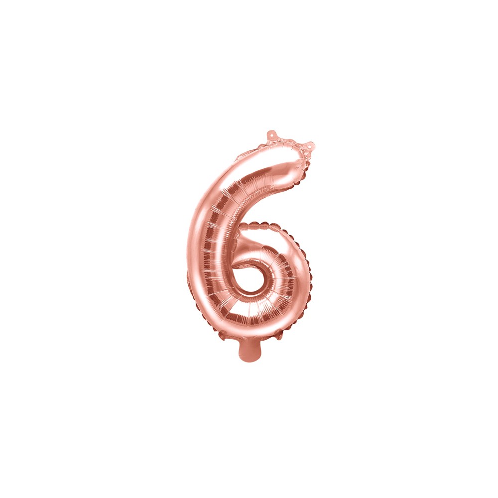 Ballon mylar Chiffre ''6'' - 35cm - or rose