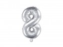 Ballon mylar Numeral ''8'' - 35cm - argent