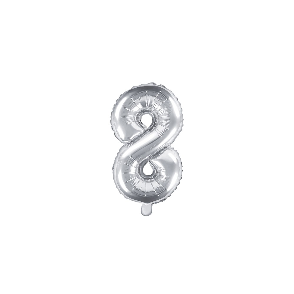 Ballon mylar Numeral ''8'' - 35cm - argent