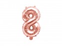 Ballon mylar Numeral 8'' - 35cm - or rose