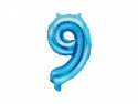 Ballon mylar Chiffre ''9'' - 35cm - bleu