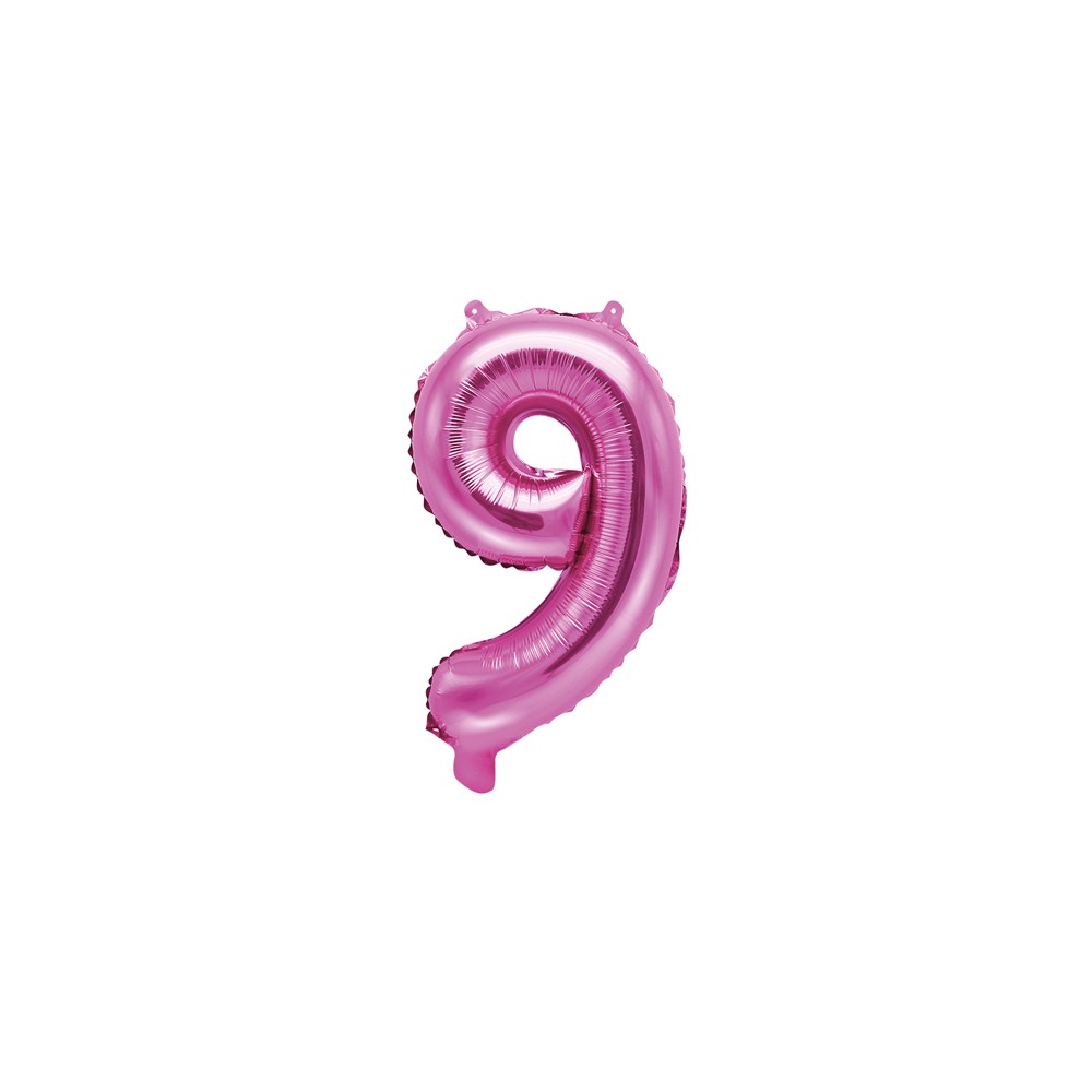 Ballon mylar Chiffre ''9'' - 35cm - rose foncé