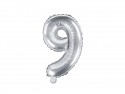 Ballon mylar Chiffre ''9'' - 35cm - argent