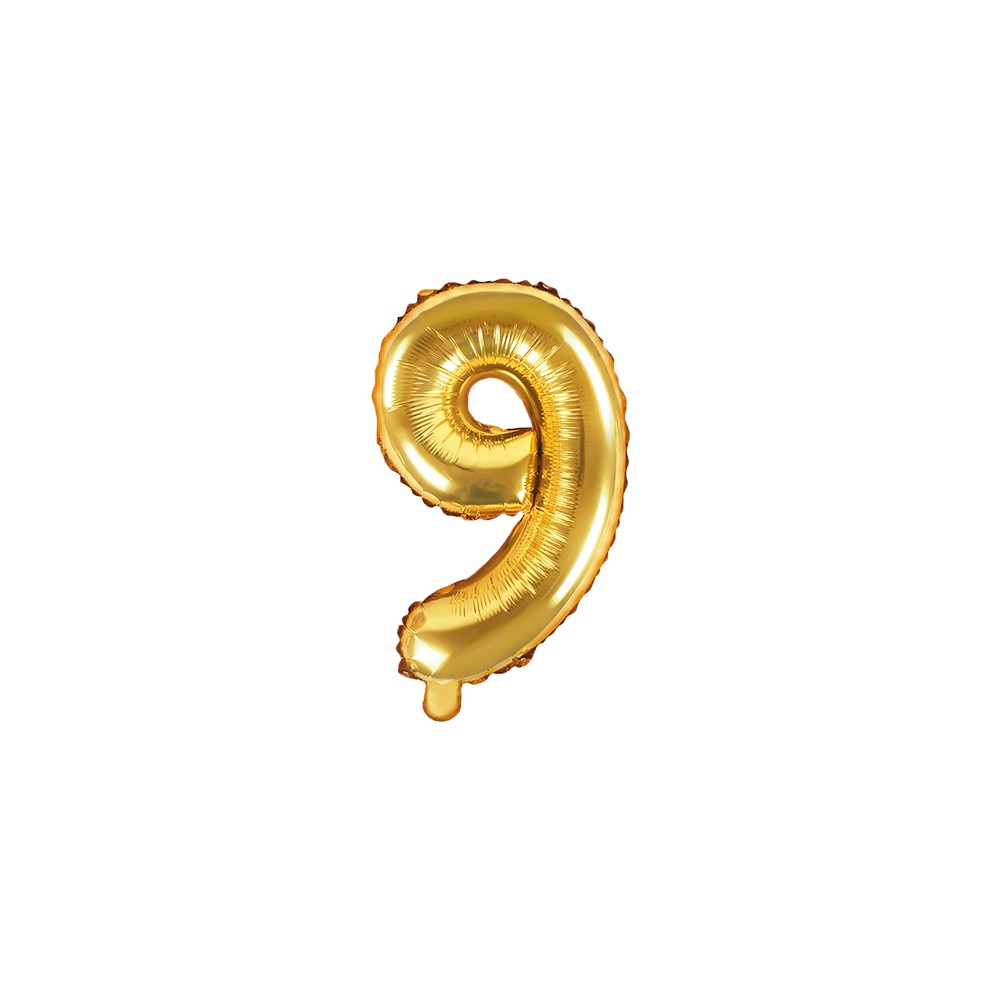 Ballon mylar Chiffre ''9'' - 35cm - or