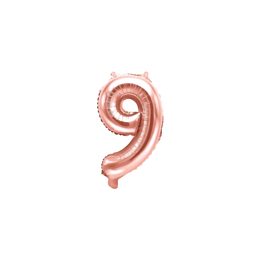Ballon mylar Chiffre ''9'' - 35cm - or rose